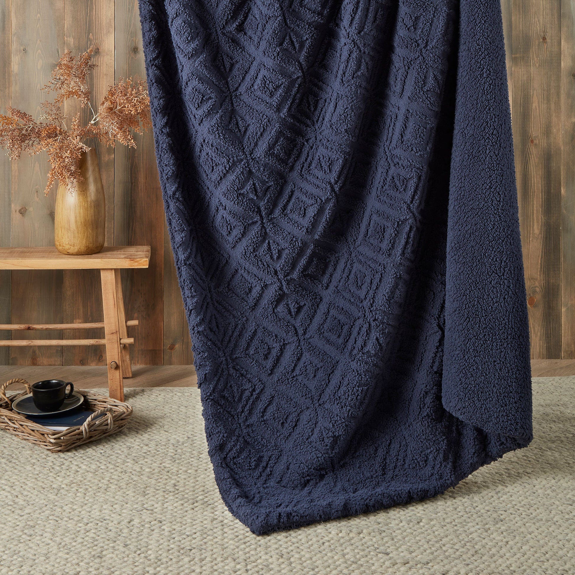 Romo Throw by Fusion Snug in Navy 130 x 180cm - Throw - Fusion Snug