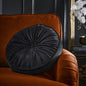 Round Pleat Round Cushion in Black 40cm - Round Cushion - Laurence Llewelyn-Bowen