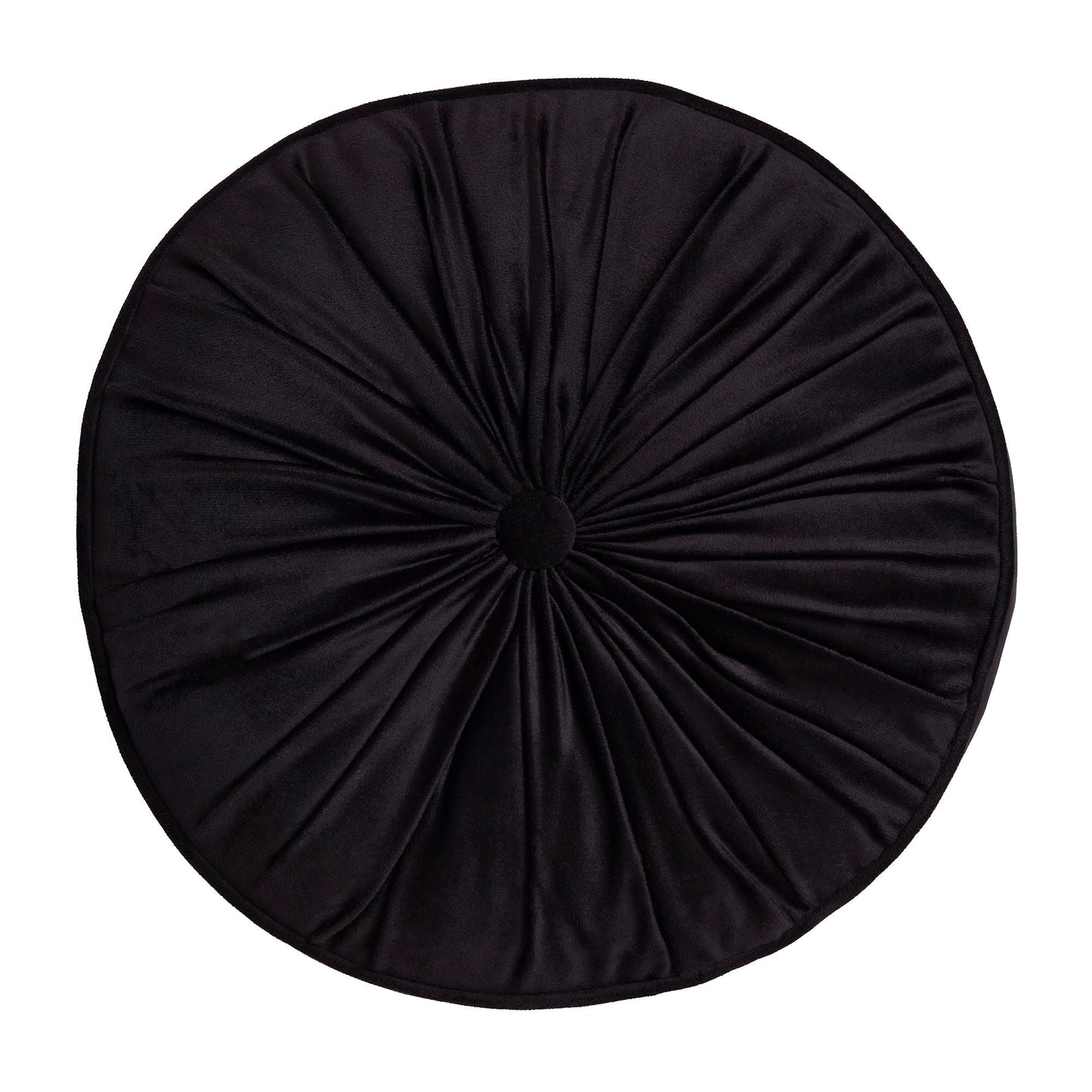 Round Pleat Round Cushion in Black 40cm - Round Cushion - Laurence Llewelyn-Bowen