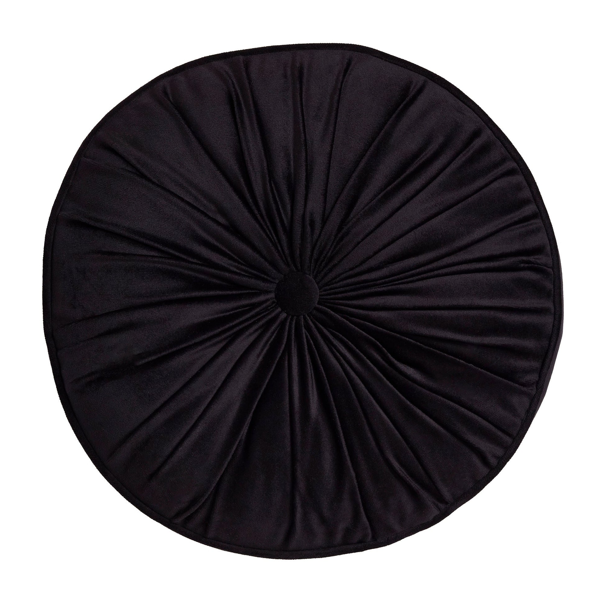 Round Pleat Round Cushion in Black 40cm - Round Cushion - Laurence Llewelyn-Bowen