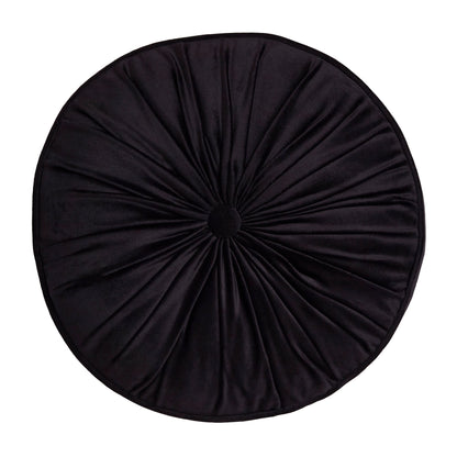 Round Pleat Round Cushion in Black 40cm - Round Cushion - Laurence Llewelyn-Bowen