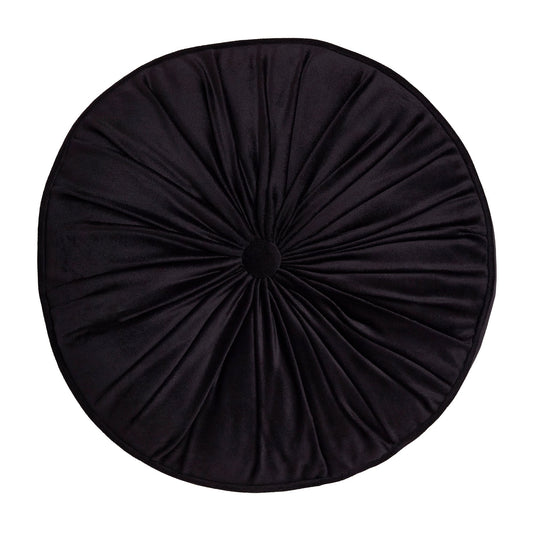 Round Pleat Round Cushion in Black 40cm - Round Cushion - Laurence Llewelyn-Bowen
