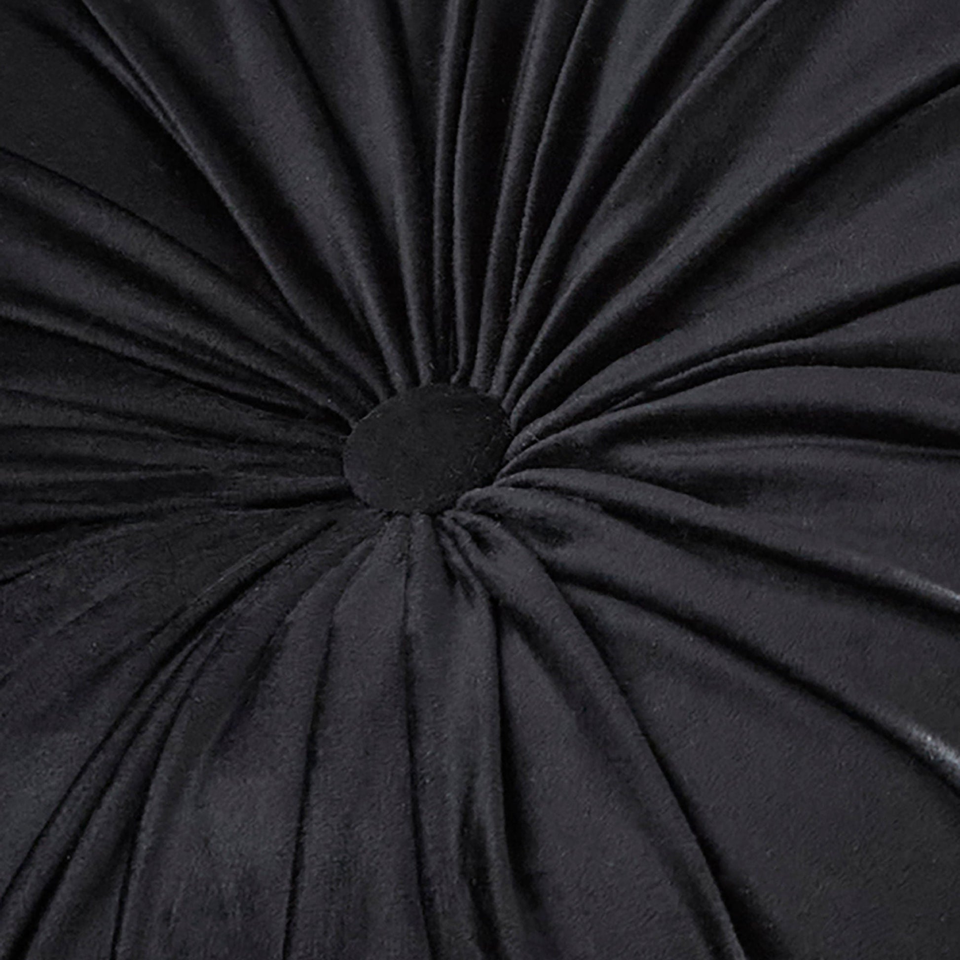 Round Pleat Round Cushion in Black 40cm - Round Cushion - Laurence Llewelyn-Bowen