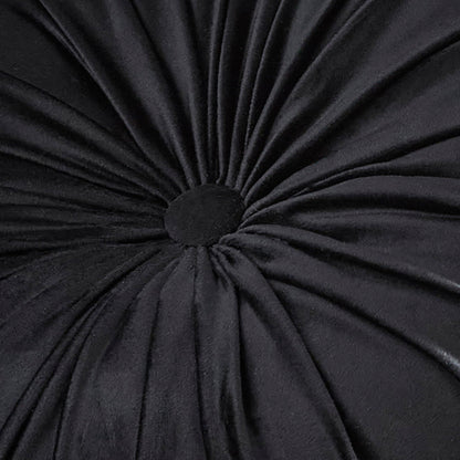 Round Pleat Round Cushion in Black 40cm - Round Cushion - Laurence Llewelyn-Bowen