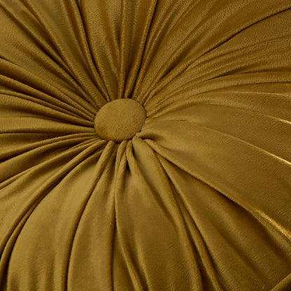 Round Pleat Round Cushion in Ochre 40cm - Round Cushion - Laurence Llewelyn-Bowen