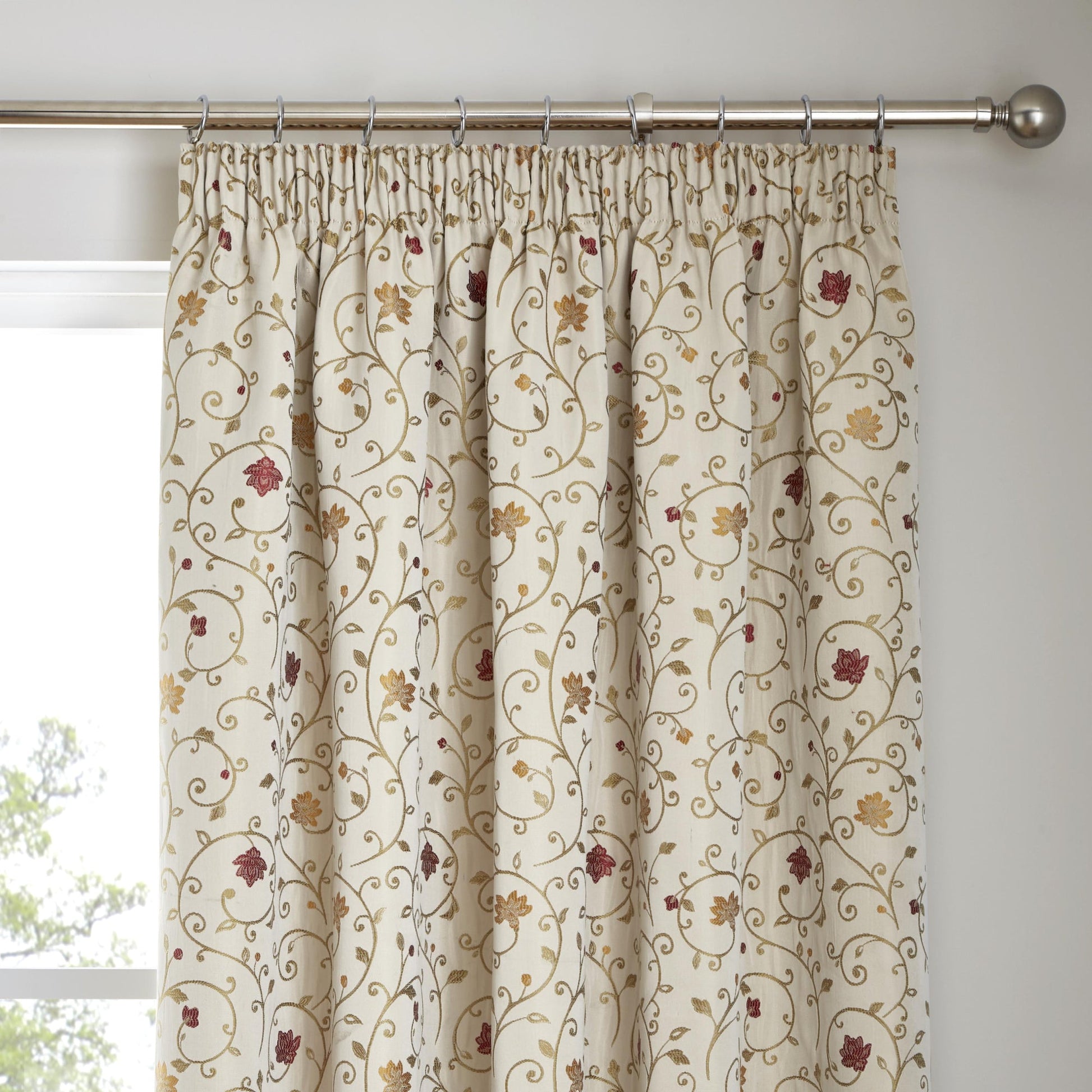 Renata Pair Of Curtain Tiebacks by Curtina in Natural & Red  26" x 4" - Pair Of Curtain Tiebacks - Curtina