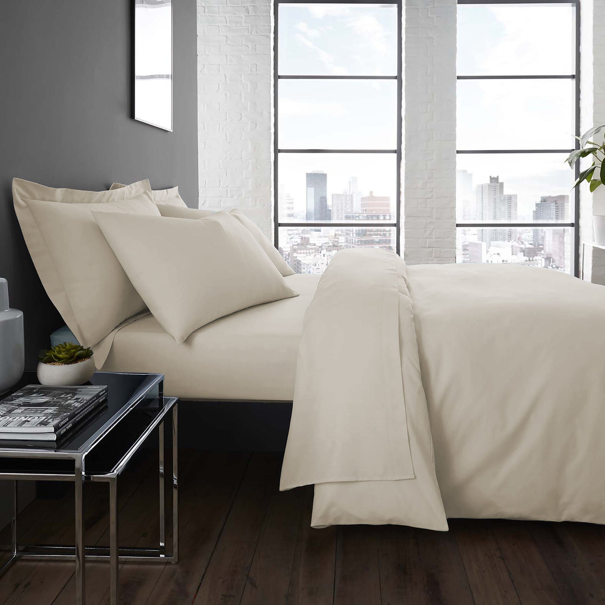Plain Dye 32cm Fitted Bed Sheet by Serene in Natural - 32cm Fitted Bed Sheet - Serene