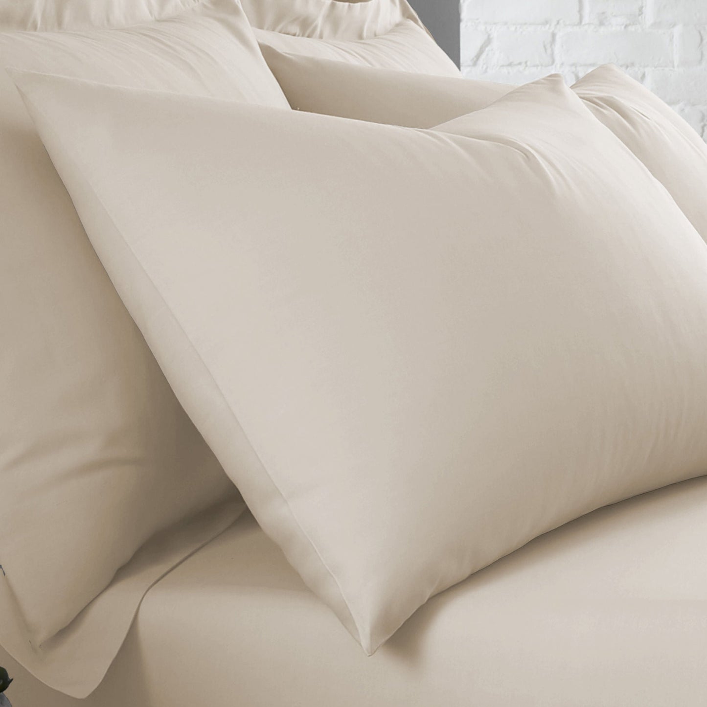 Plain Dye Pair of Housewife Pillowcases by Serene in Natural 50 x 75cm - Pair of Housewife Pillowcases - Serene