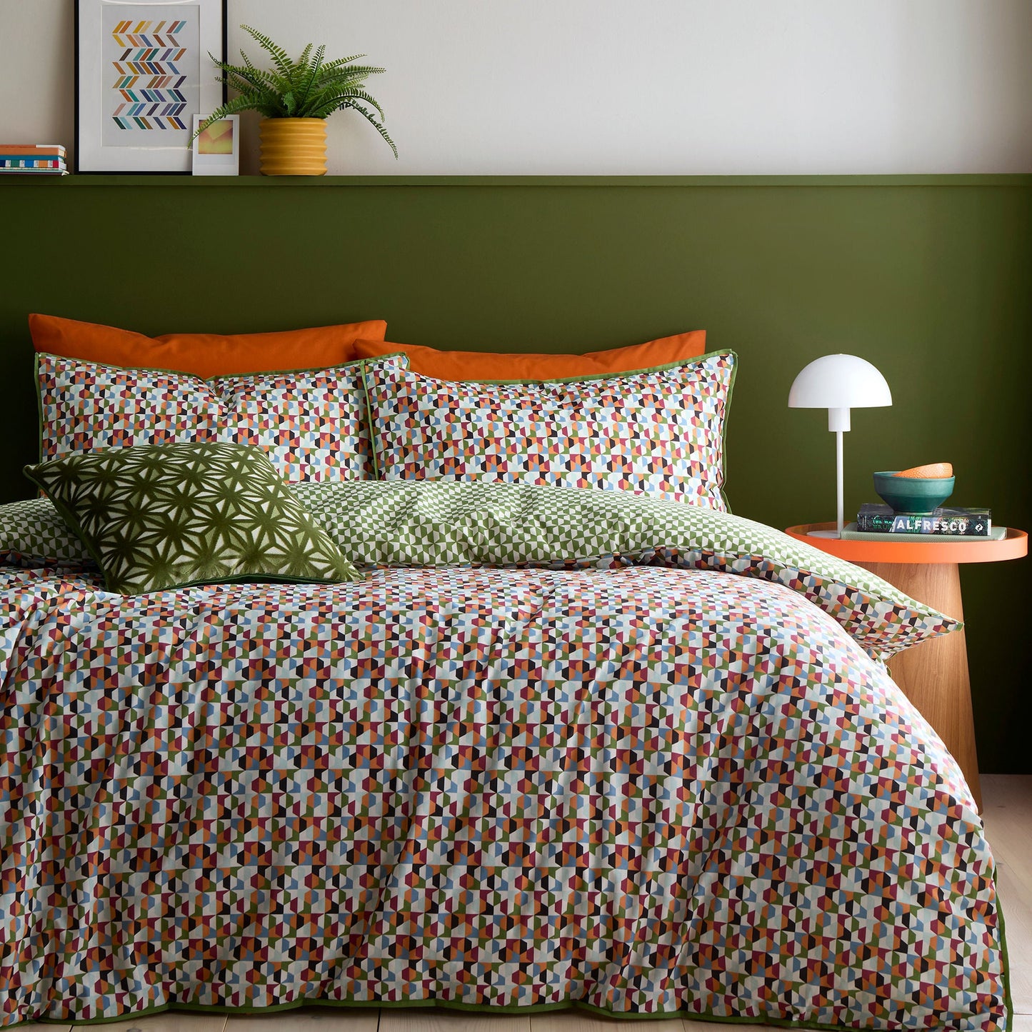 Star Geo Cushion in Green 43 x 43cm