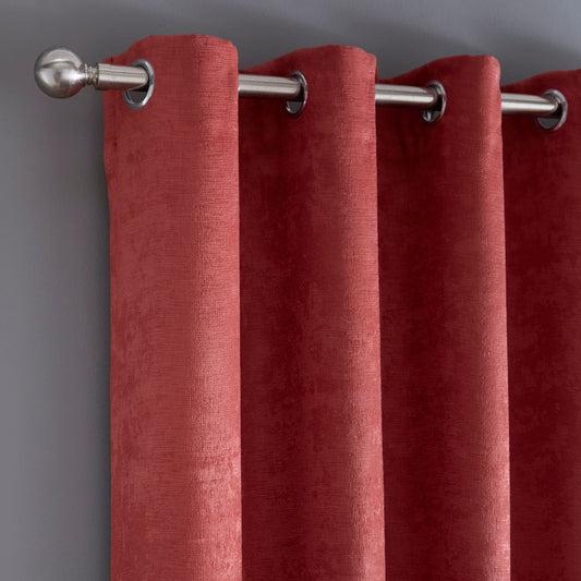 Strata Pair of Eyelet Curtains by Fusion in Terracotta - Pair of Eyelet Curtains - Fusion