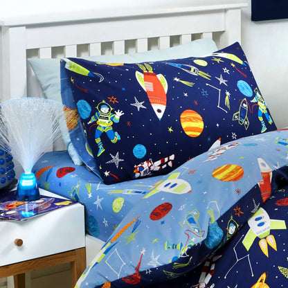 Supersonic 25cm Fitted Bed Sheet by Bedlam in Blue - 25cm Fitted Bed Sheet - Bedlam