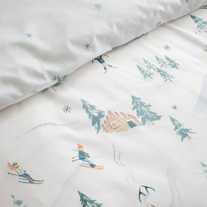 Ski Village Christmas Duvet Cover Set in Natural - Duvet Cover Set - D & D