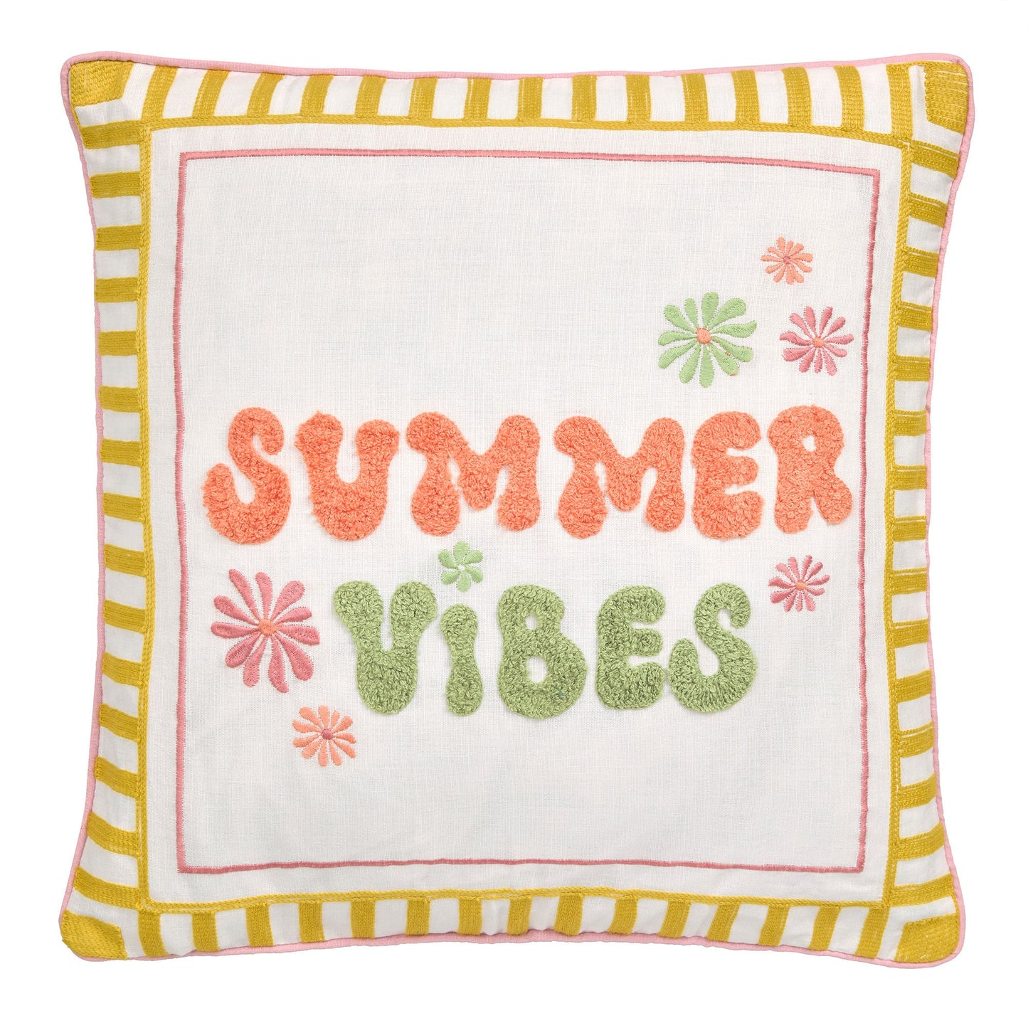 Summer Vibes Slogan Cushion in Multi 43 x 43cm