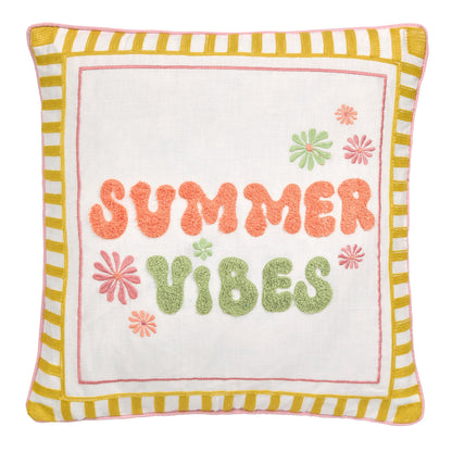 Summer Vibes Slogan Cushion in Multi 43 x 43cm
