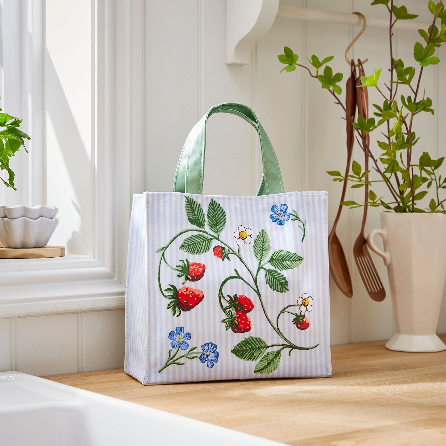 Strawberry Patch PVC Bag Small in Green