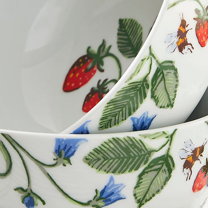 Strawberry Patch Porcelain Bowl in Green