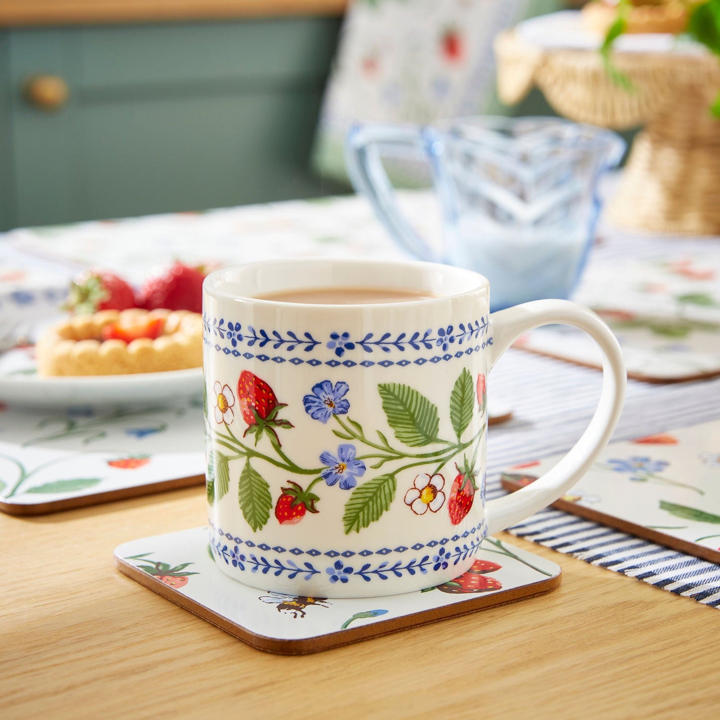 Strawberry Patch Coasters 4 Pack in Green