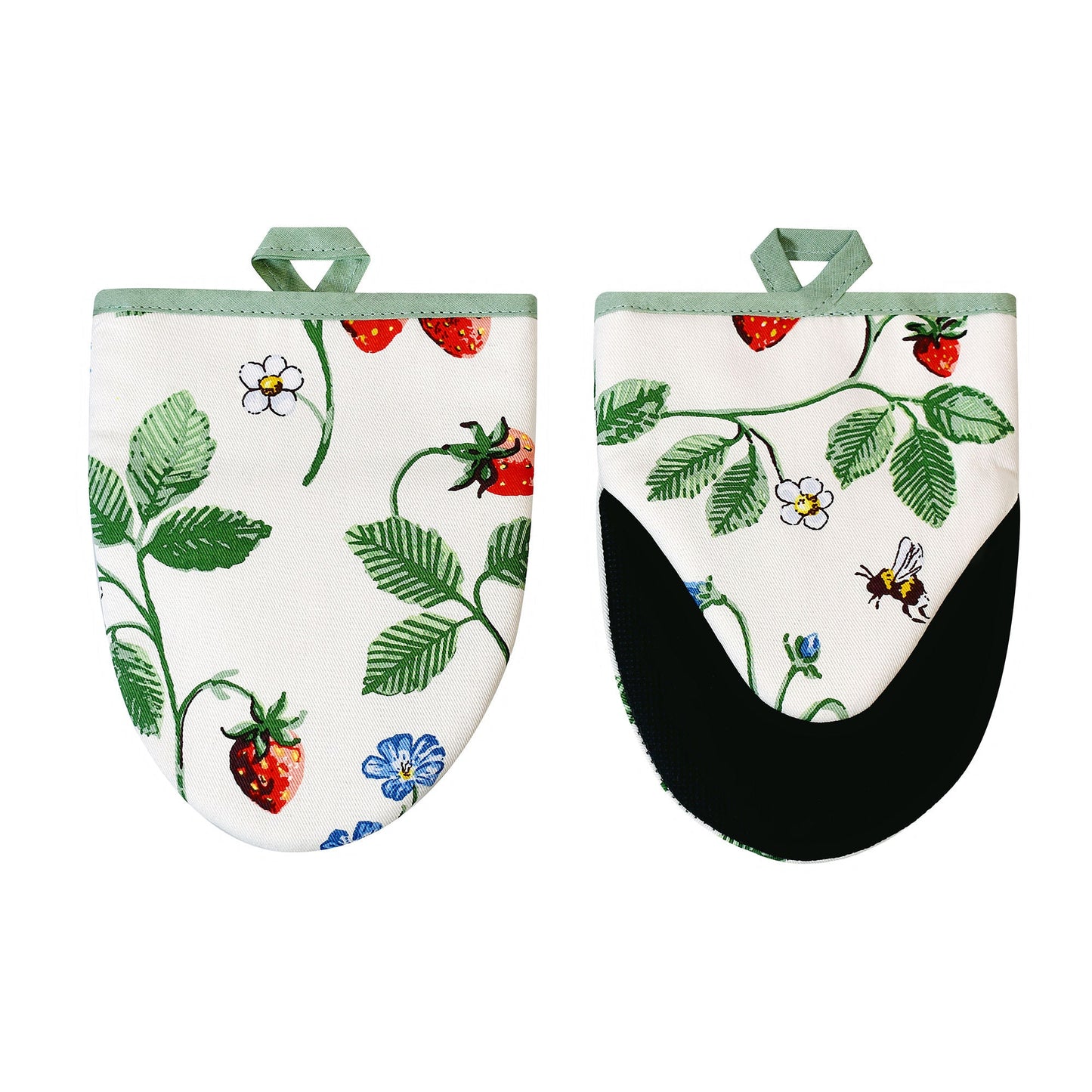 Strawberry Patch Microwave Mitts Pair in Green