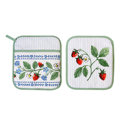 Strawberry Patch Pot Mitt in Green