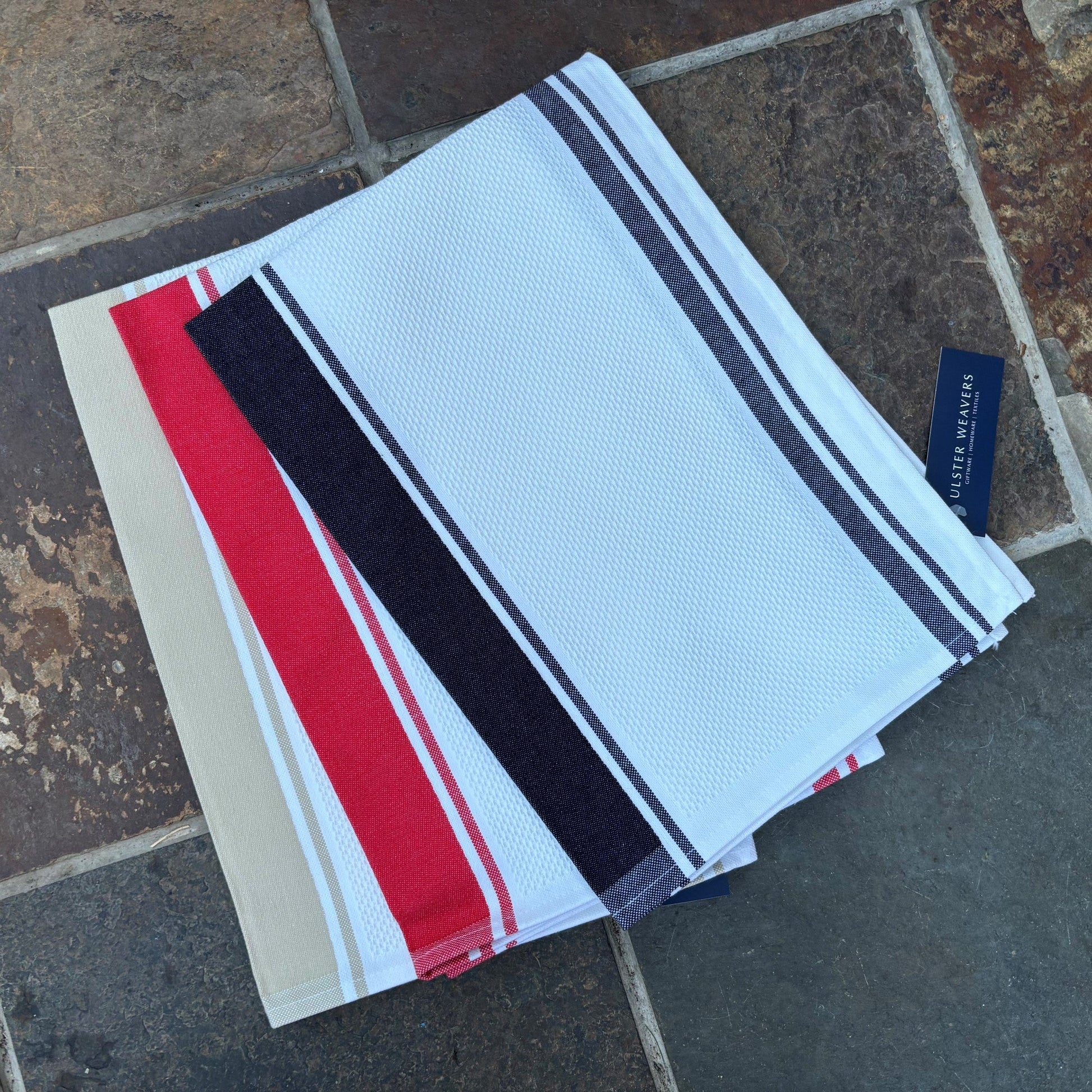 Waffle Cotton Tea Towel in Black - Tea Towel - Ulster Weavers