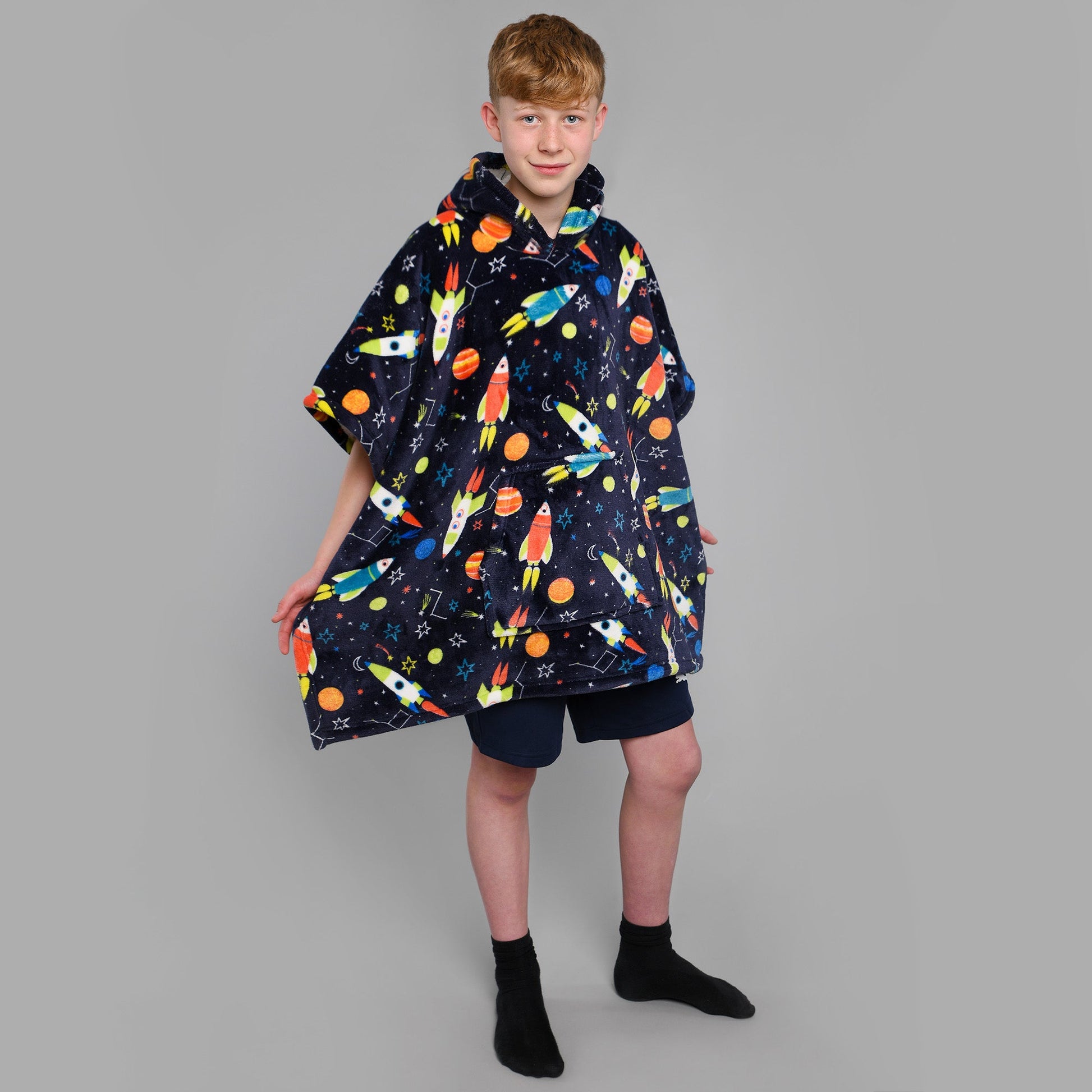 Supersonic Hooded Throw by Bedlam in Blue 75 x 92.5cm - Hooded Throw - Bedlam