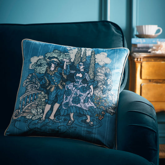 Tuscan Toile Cushion in Blue 43 x 43cm - Cushion - Laurence Llewelyn-Bowen