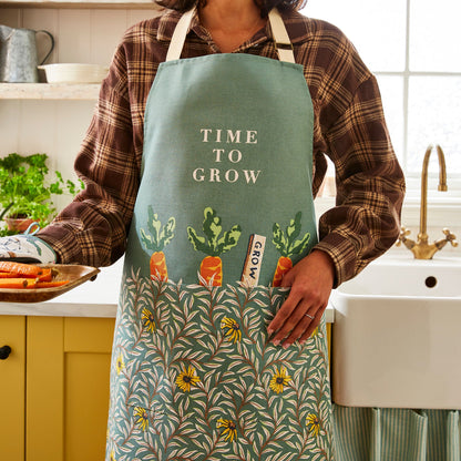 Time to Grow Cotton Apron in Green