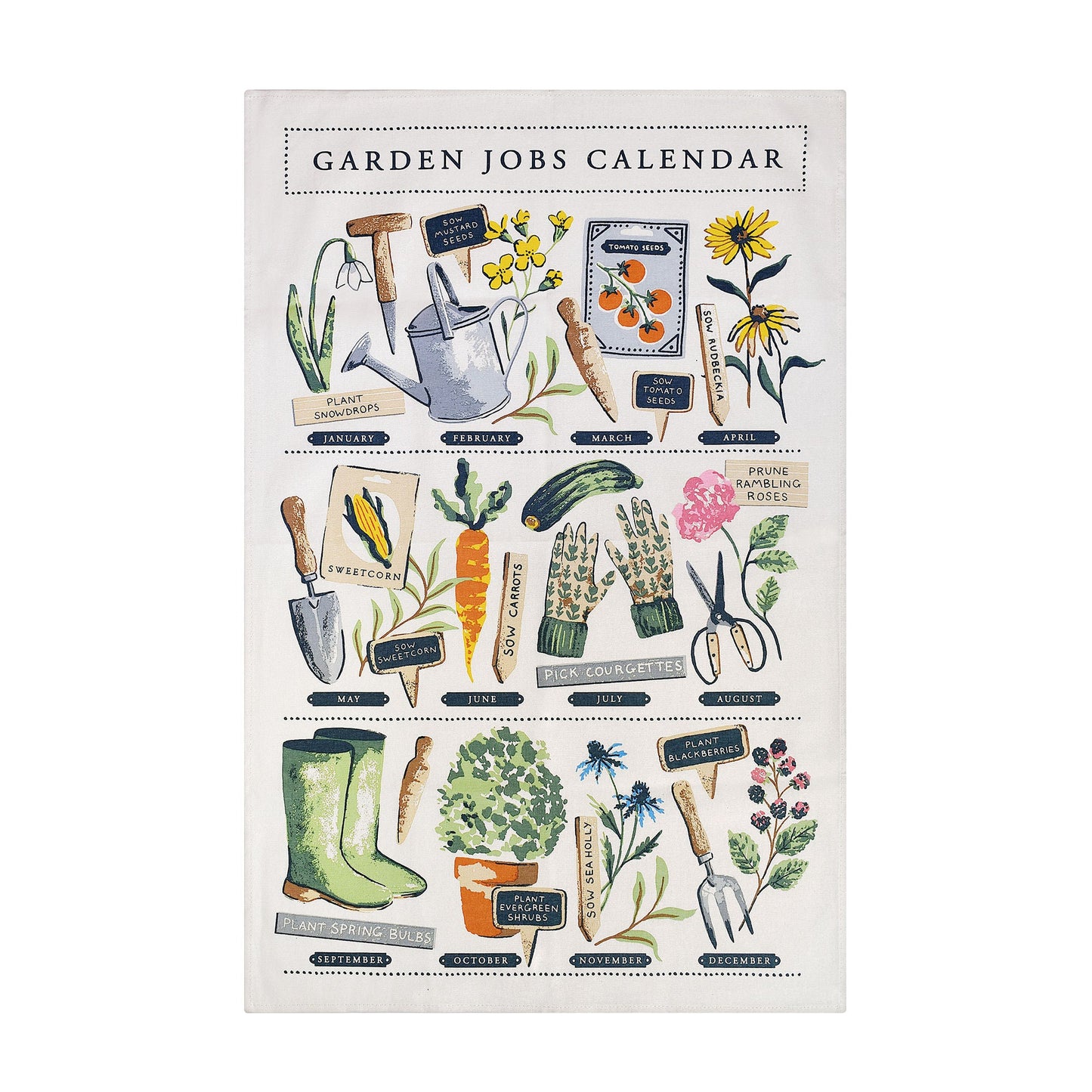 Time to Grow Jobs Cotton Tea Towel in Green