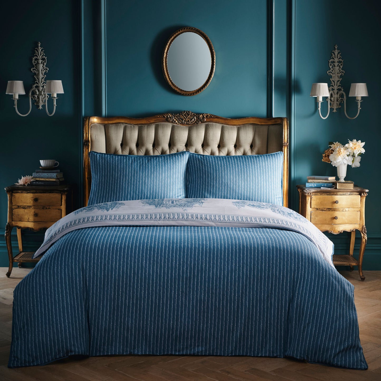 Tuscan Toile Duvet Cover Set in Blue - Duvet Cover Set - Laurence Llewelyn-Bowen