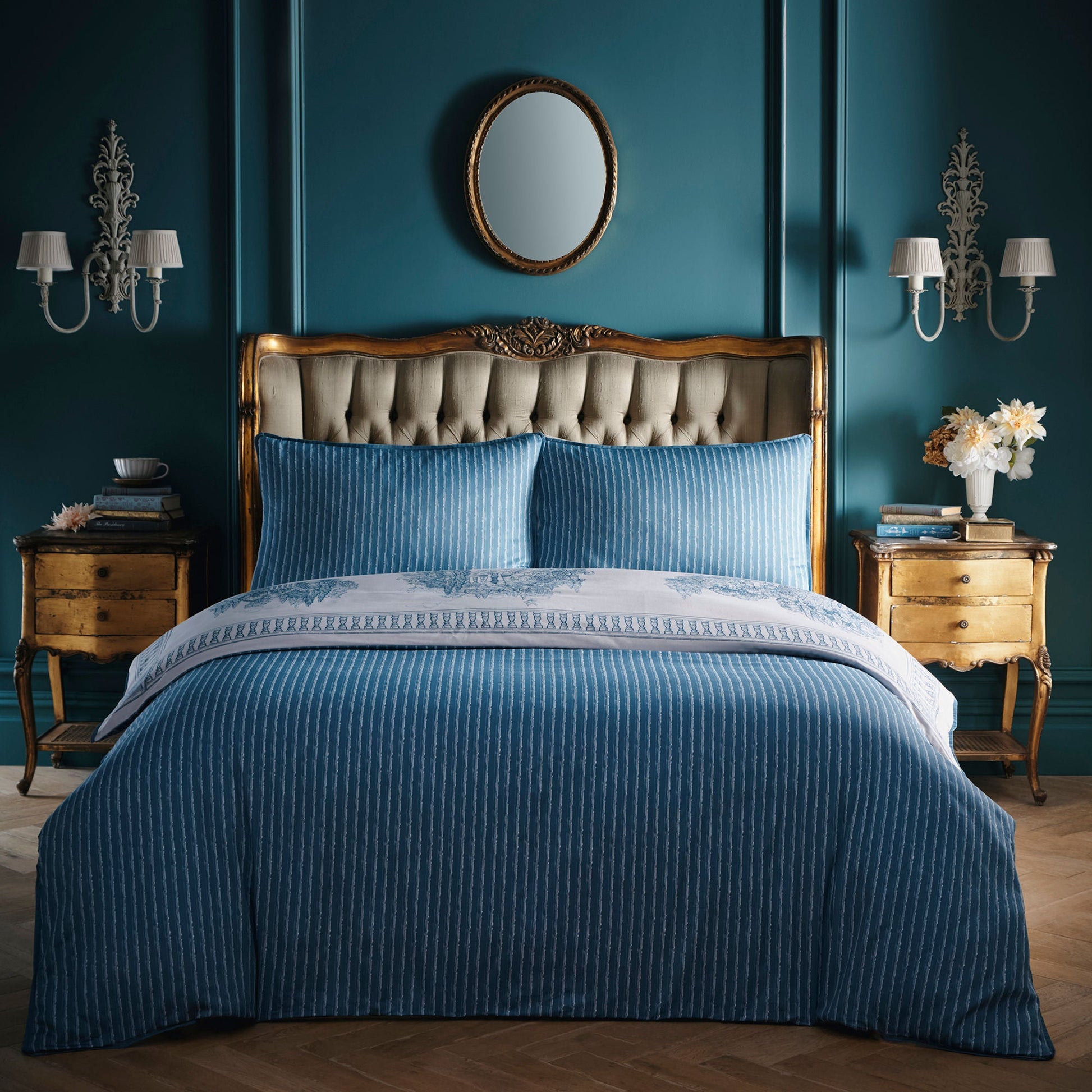 Tuscan Toile Duvet Cover Set in Blue - Duvet Cover Set - Laurence Llewelyn-Bowen