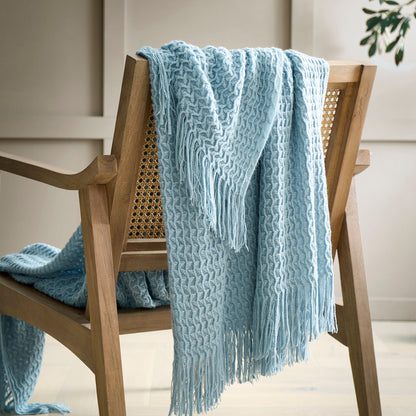 Blue Throw Texture Textured Knit Throw in Blue 130 x 180cm – UW Home