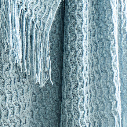 Textured Knit Throw in Blue 130 x 180cm
