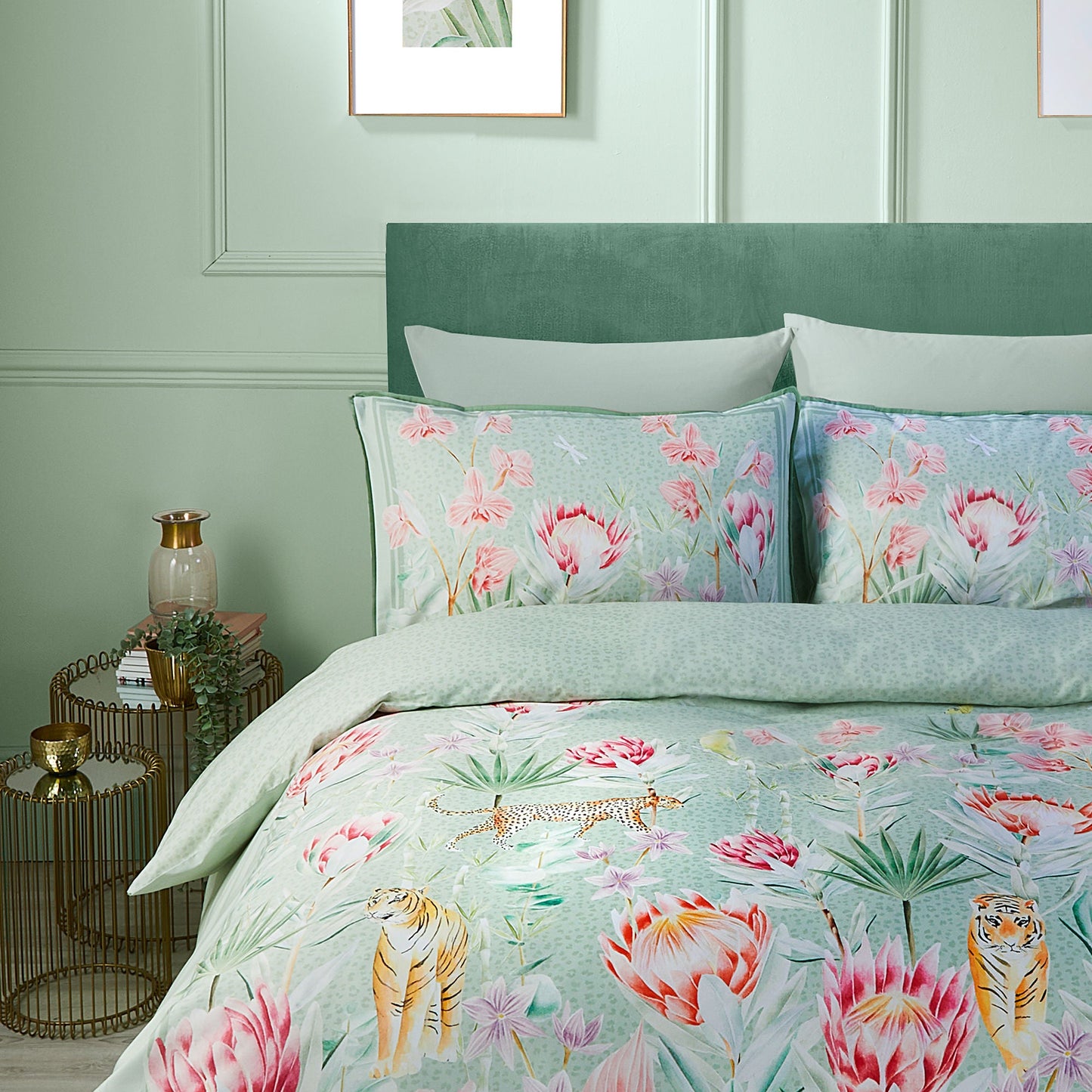 Tropical Leopard Duvet Cover Set by Soiree in Green - Duvet Cover Set - Soiree