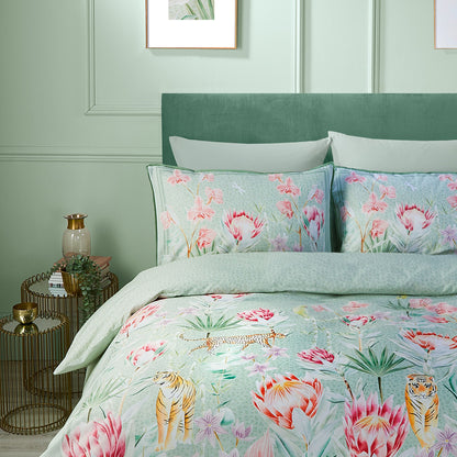 Tropical Leopard Duvet Cover Set by Soiree in Green - Duvet Cover Set - Soiree