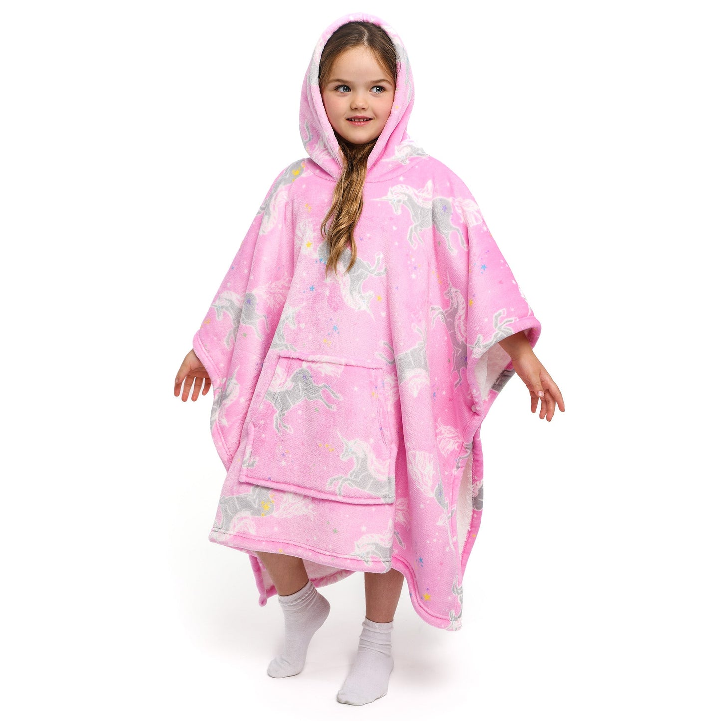 Unicorn Hooded Throw by Bedlam in Pink 75 x 92.5cm - Hooded Throw - Bedlam