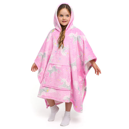 Unicorn Hooded Throw by Bedlam in Pink 75 x 92.5cm - Hooded Throw - Bedlam