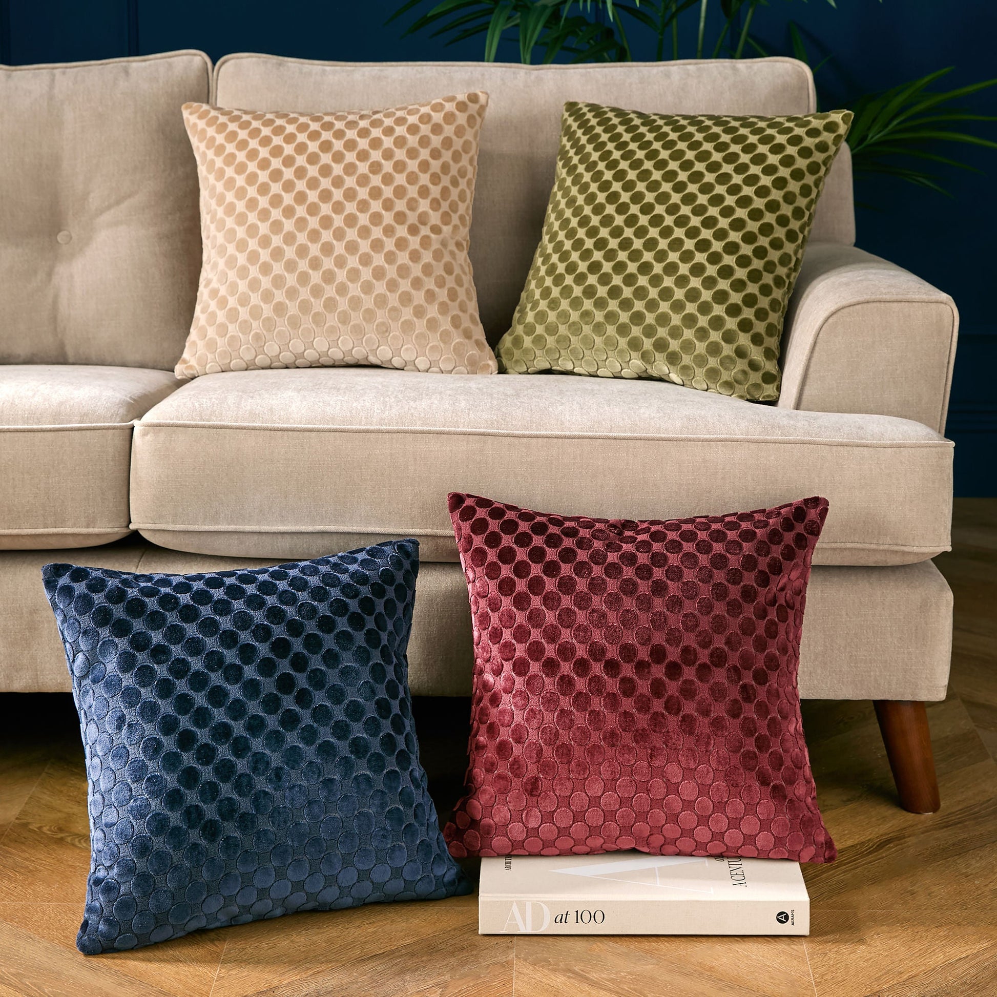 Velvet Spot Cushion in Burgundy 43 x 43cm - Cushion - Soiree