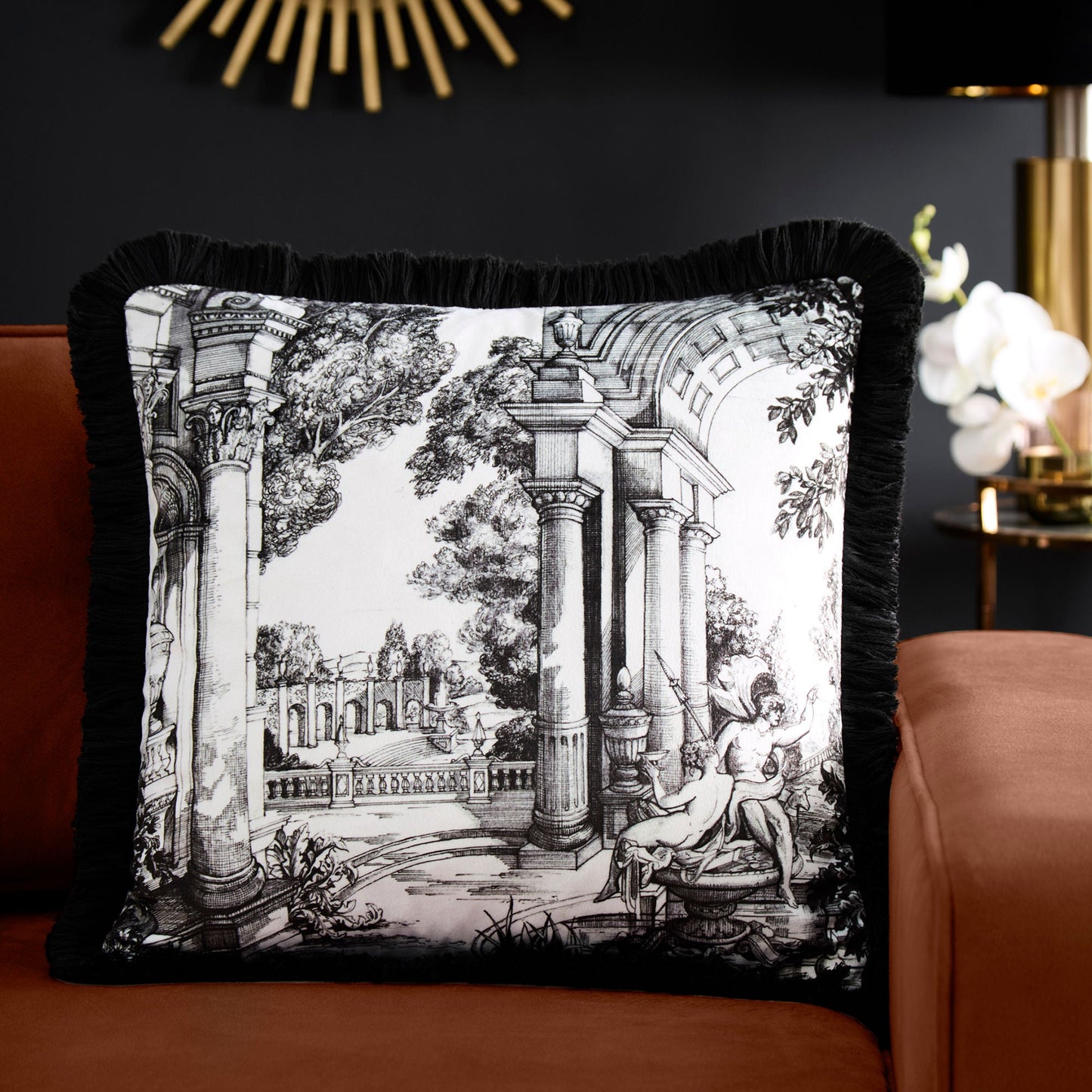 Vista Cushion in Monochrome 43 x 43cm - Cushion - Laurence Llewelyn-Bowen