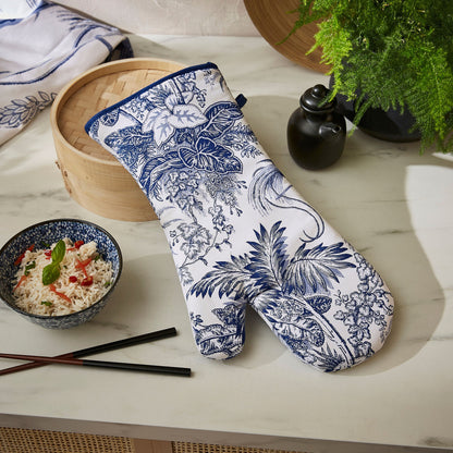 Ulster Weavers Willow Toile Gauntlet Oven Glove One Size in Blue - Gauntlet Oven Glove - Ulster Weavers