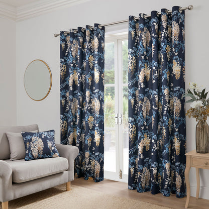 Wisteria Cushion by Dreams & Drapes Curtains in Navy 43 x 43cm - Cushion - Dreams & Drapes Curtains