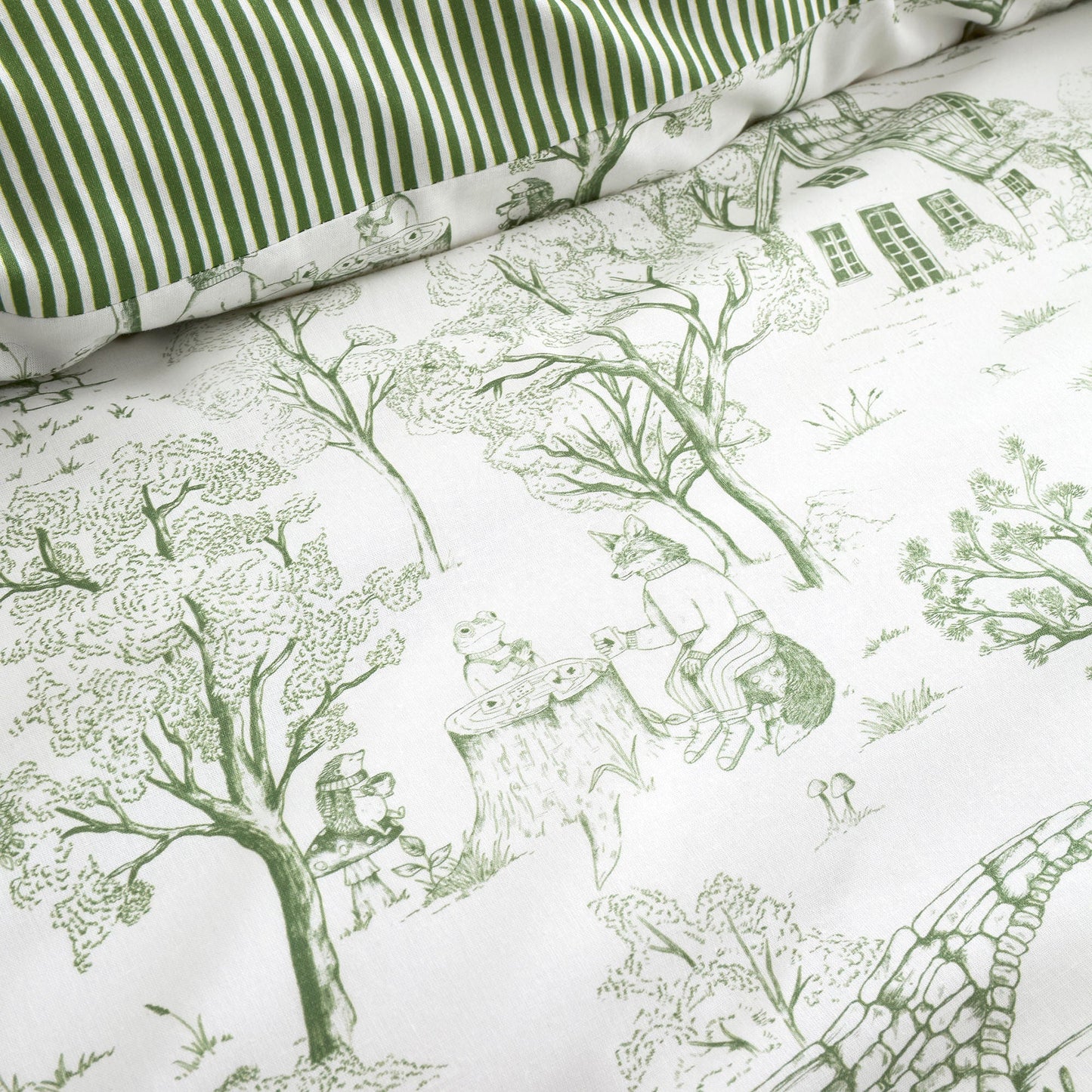 Woodland Toile Duvet Cover Set in Green