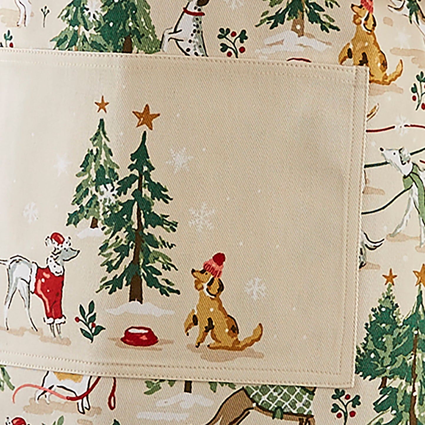 Winter Walkies Cotton Apron in Beige