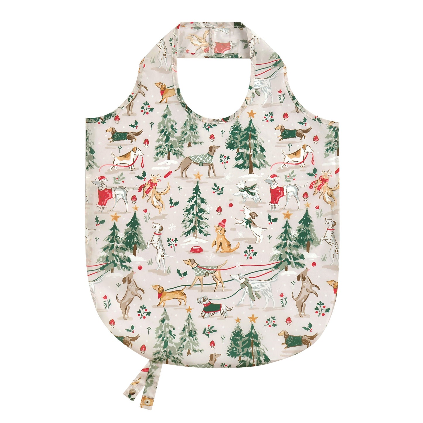 Winter Walkies Foldable Tote Bag Medium in Beige