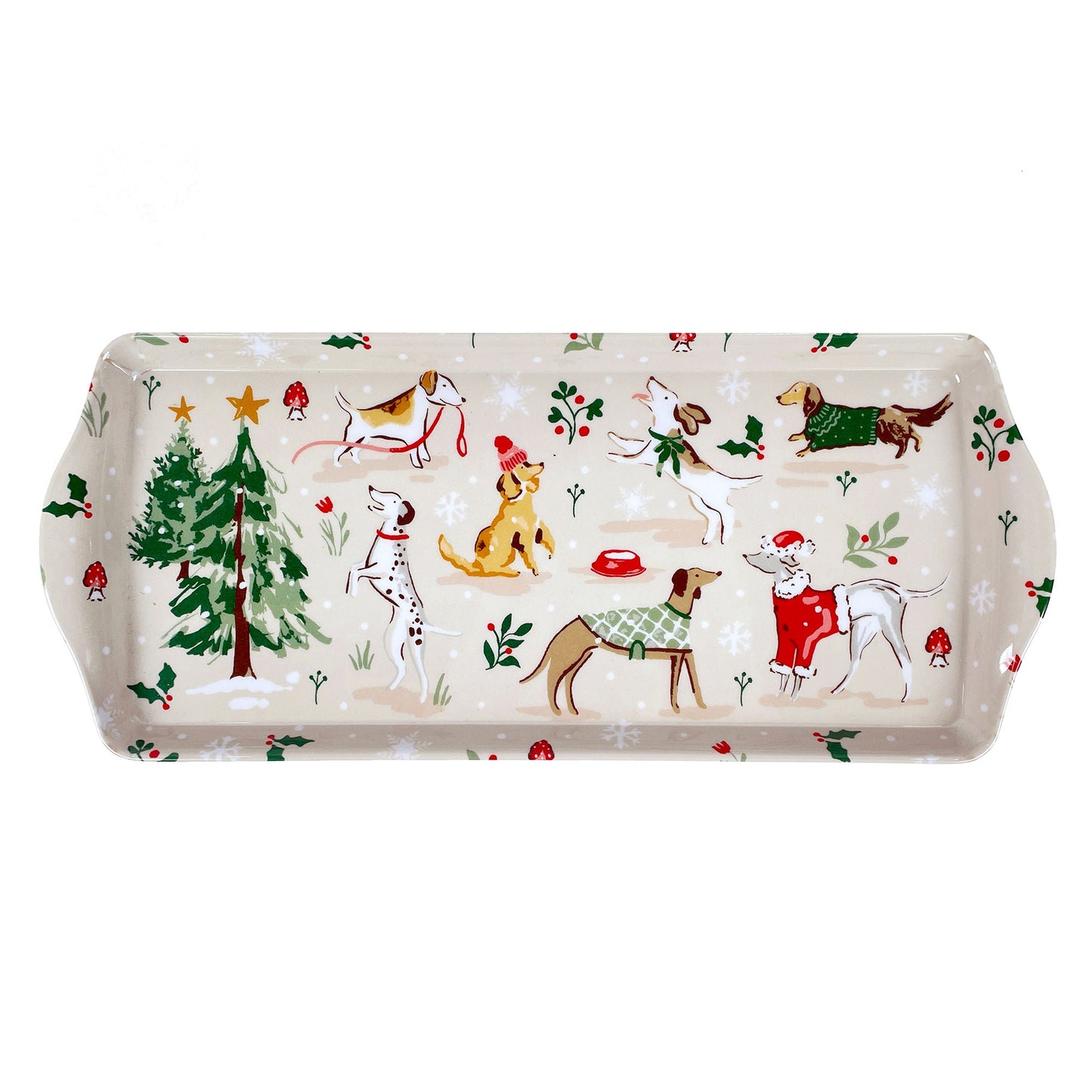 Winter Walkies Small Serving Tray in Beige