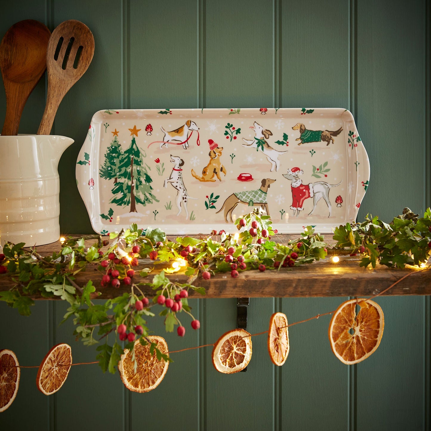 Winter Walkies Small Serving Tray in Beige