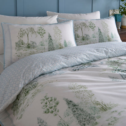Willow Tree Scene Duvet Cover Set in Blue