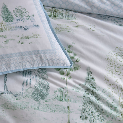 Willow Tree Scene Duvet Cover Set in Blue