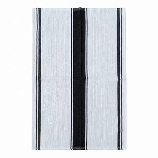 Waffle Cotton Tea Towel in Black