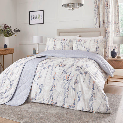 Wild Stems Pair of Pencil Pleat Curtains With Tie-Backs by Dreams & Drapes Design in Blue - Pair of Pencil Pleat Curtains With Tie-Backs - Dreams & Drapes Design
