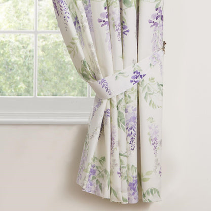 Wisteria Pair of Pencil Pleat Curtains With Tie-Backs by Dreams & Drapes Design in Lilac - Pair of Pencil Pleat Curtains With Tie-Backs - Dreams & Drapes Design